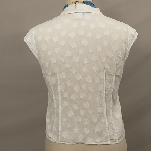 White Cotton Cap Sleeve Summer Blouse Talbot's 16 - Picture 3 of 8